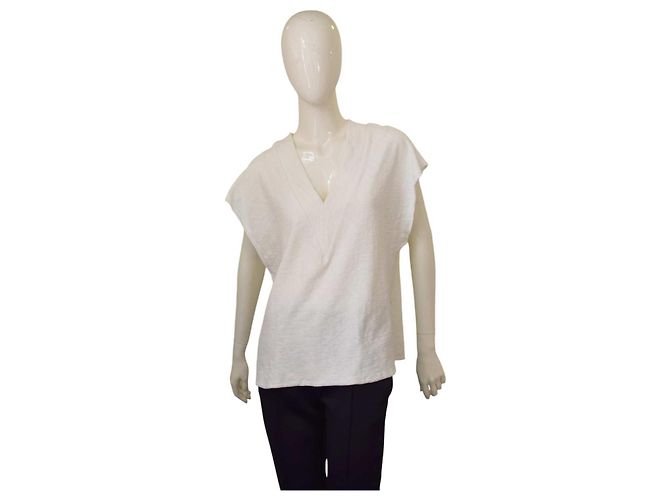 Autre Marque Top senza maniche in cotone terry bianco Four Minds con scollo a V
