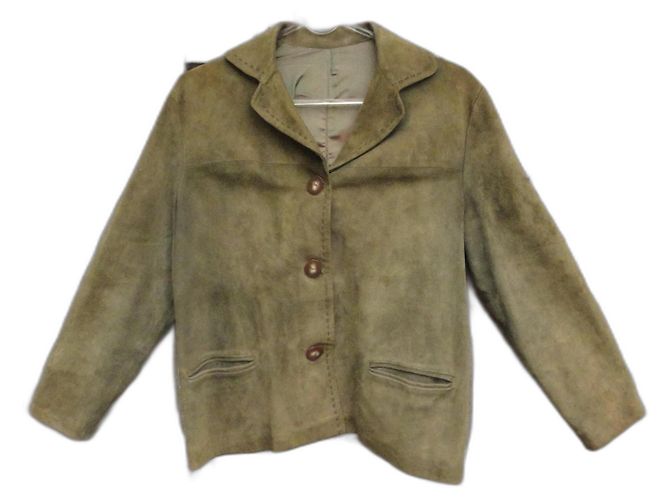 Autre Marque Wildlederjacke aus Hirschleder Khaki Größe 38