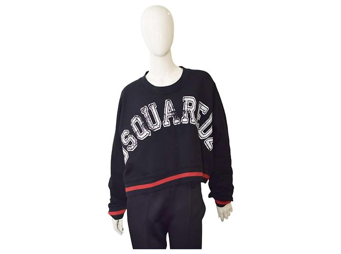 Sweatshirt court noir avec logo Dsquared2
