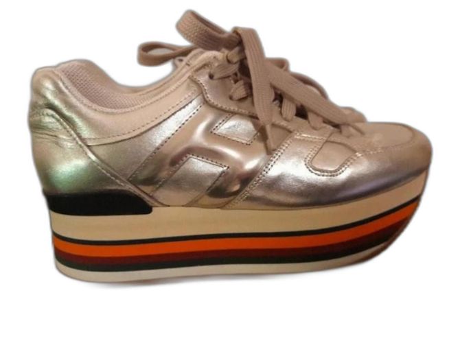 Hogan H222 Sneaker aus Leder Silber Silber Hardware