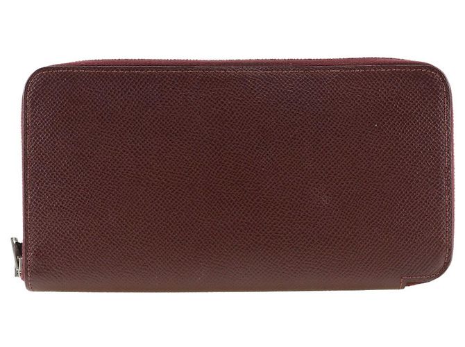 Cartera larga de seda Azap de Hermès Roja Burdeos