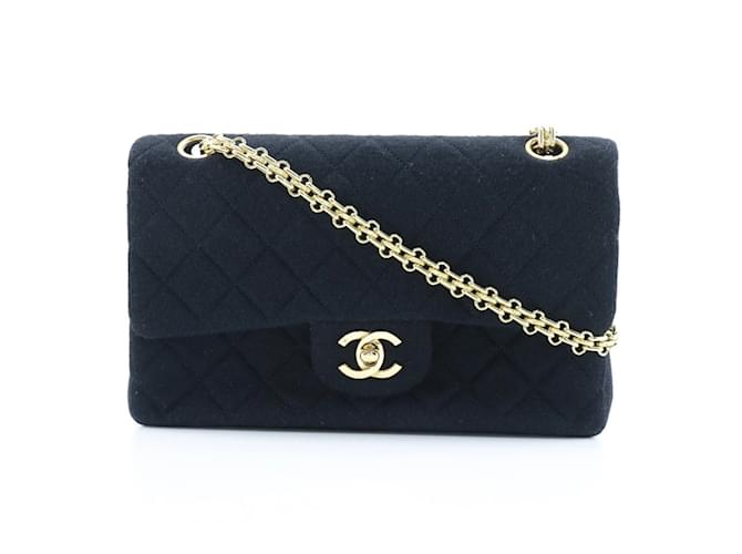 Chanel Black Jersey Chain Shoulder Bag Lycra  ref.1666638