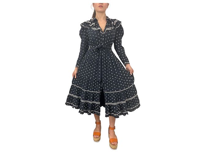 Ulla Johnson Bunny Besticktes Midikleid Marine Weiß Marineblau