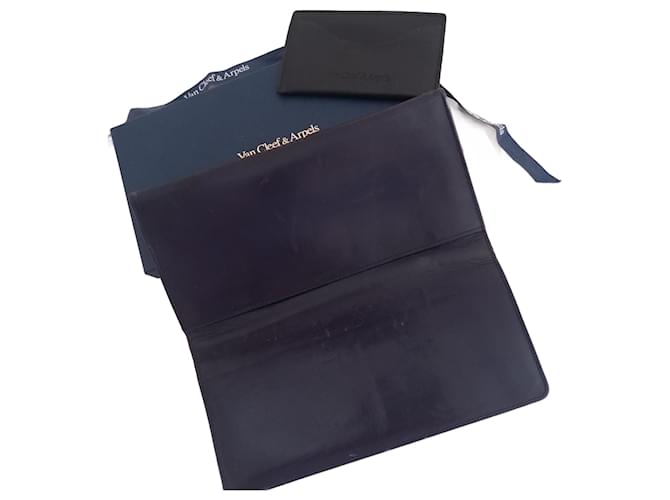 Van Cleef & Arpels Leather Wallet Navy Blue 