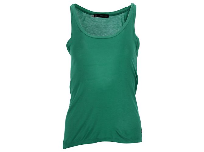 Ärmelloses Tanktop von Dsquared2 aus grünem Baumwollstoff
