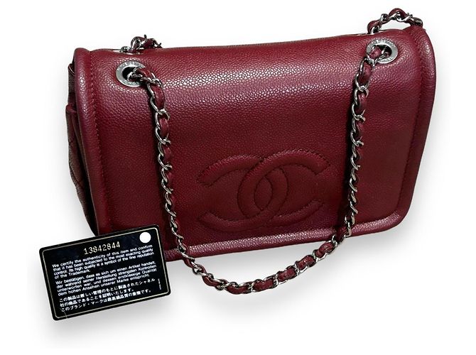 Chanel Caviar Timeless CC Flap Bag Dark red