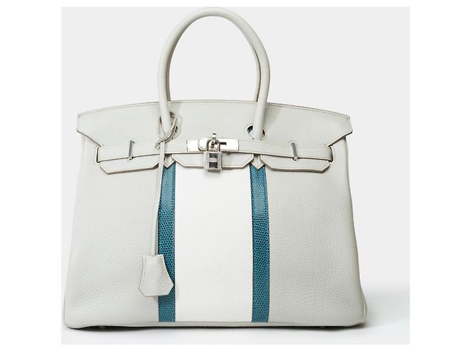 Hermès HERMES Birkin 35 Bag in Gray Leather - 102151 Grey