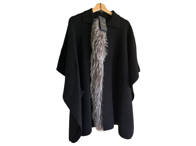 Max & Moi Cape Coat Black Wool