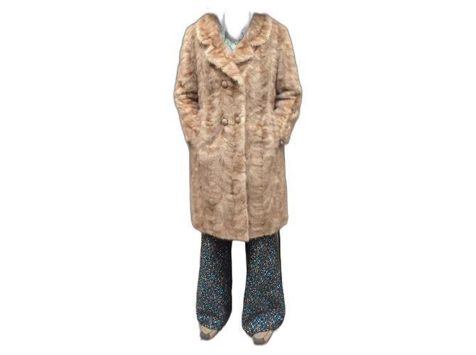 Autre Marque Abrigo de piel beige