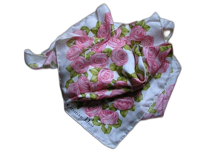 Christian Dior Lenço de seda twill, rosas art déco.
