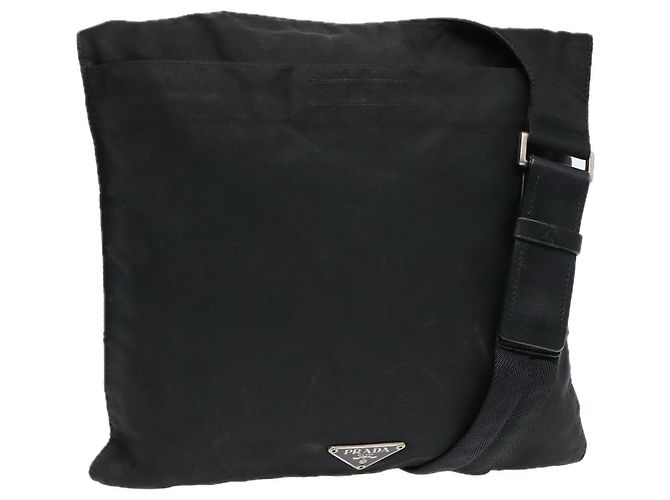 Bolso de hombro PRADA de nylon negro Auth bs18093