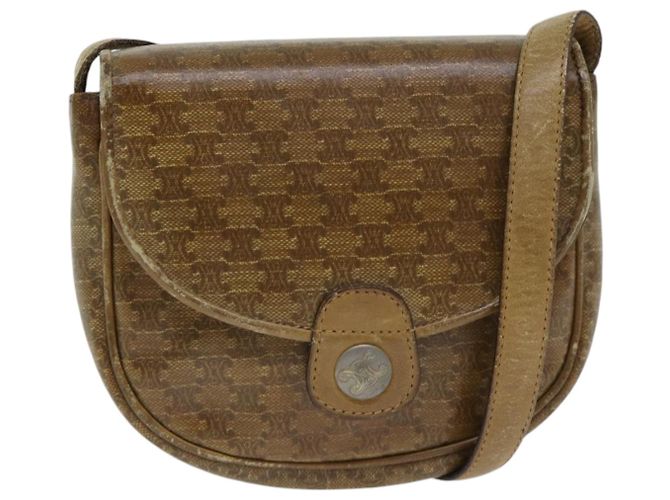 Céline Bolsa de ombro em lona Macadam CELINE PVC bege Auth bs18108