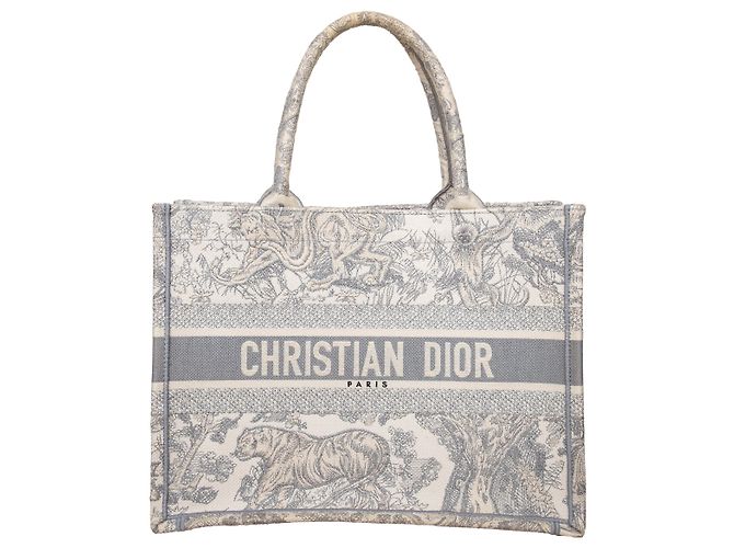 Dior Toile de Jouy Canvas Medium Book Tote  Grey