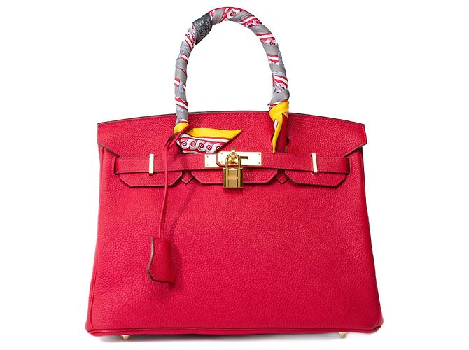 Hermès HERMES Birkin 30 Bag in Red Leather - 102147