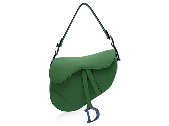 Dior Christian Green Leather Saddle Shoulder Bag Iridescent Hardware  ref.1672732