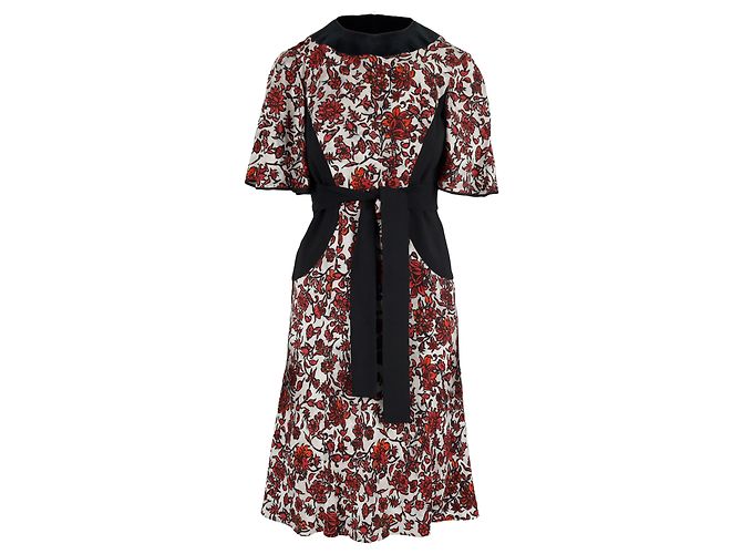 Vestido estampado floral vermelho e preto Louis Vuitton - anos 10 Multicor