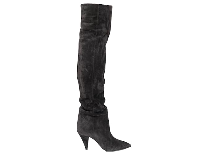 Saint Laurent Era 85 Over-the-Knee Suede Boots - '10s Black Cashmere Wool  ref.1675374