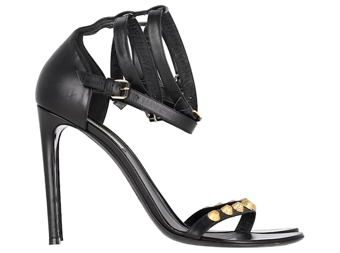 Day Balenciaga Sandals With Gold Studs in Black Leather  ref.1675384