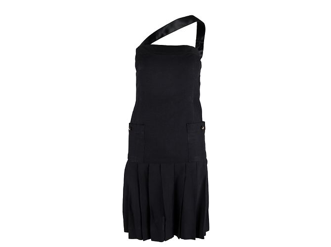 Chanel Pleated Dress with Strap - '80s Black