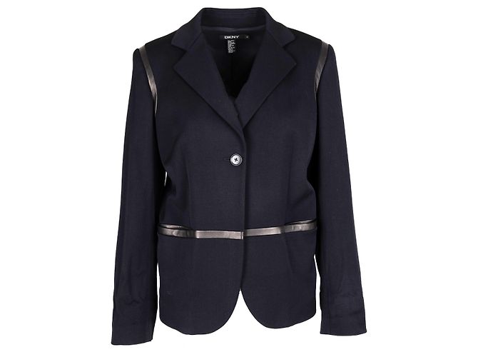 Giacca DKNY con rifiniture in ecopelle - anni 2000 Nero