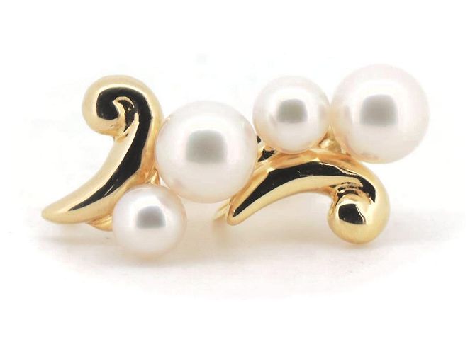 Brincos de pérolas Tasaki Au750 Dourado