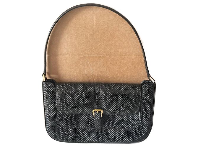 Borsa Miranda By Far Nera in Pelle Croco Nero