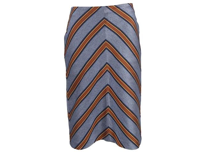 Jupe midi rayée Fendi bleue en polyester Bleu clair  ref.1678067