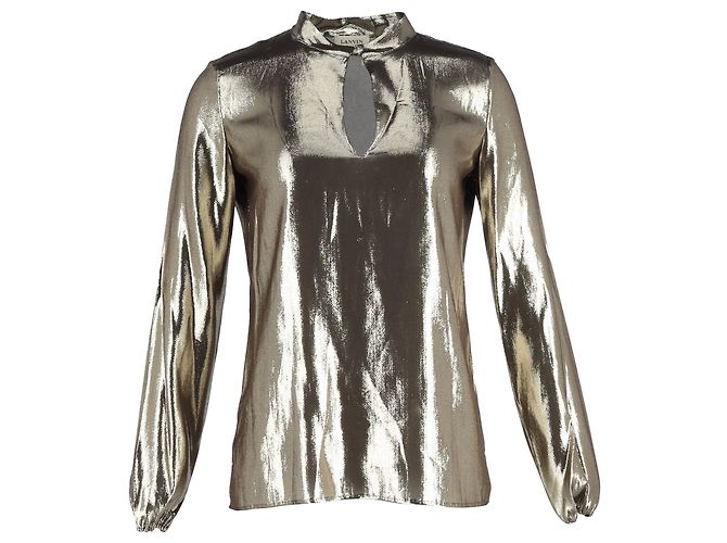 Blusa Lamé em Forma de Gota em Seda Dourada da Lanvin Dourado Metálico