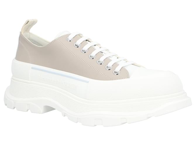 Alexander McQueen Tread Sneaker 'Beige Grey' Brown Leather Pony-style calfskin  ref.1678131