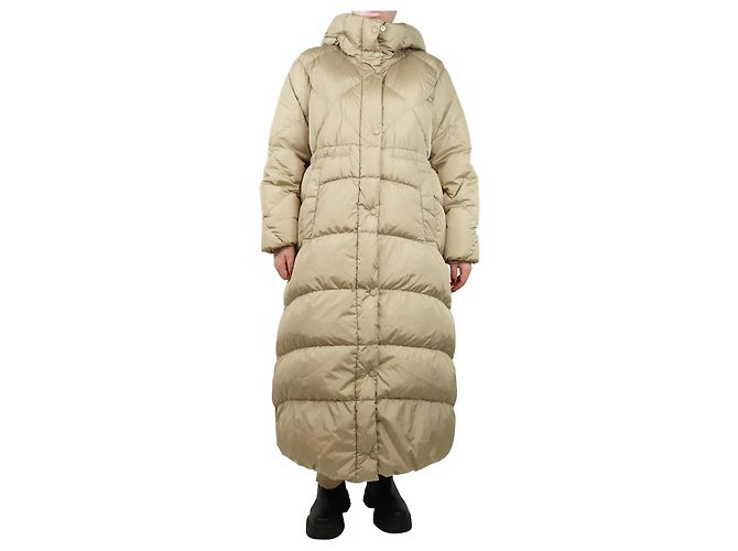 Weekend Max Mara Neutral hooded puffer coat - size UK 12