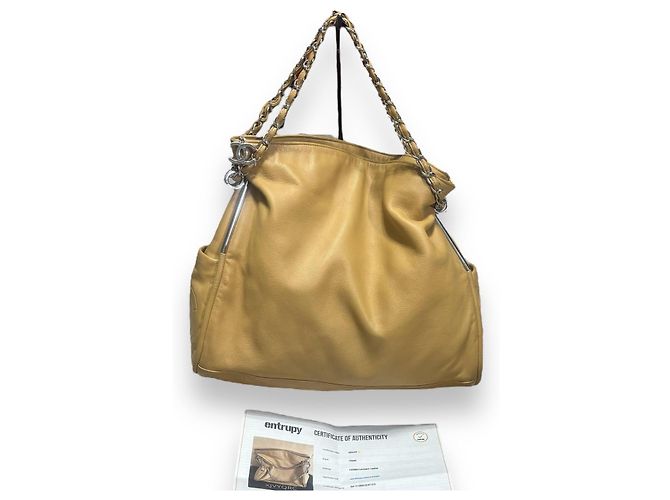Vintage CHANEL Soft Hobo Bag Caramel Silver hardware