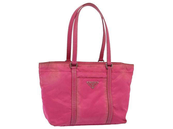 PRADA Bolsa de mão de nylon rosa Auth bs18106