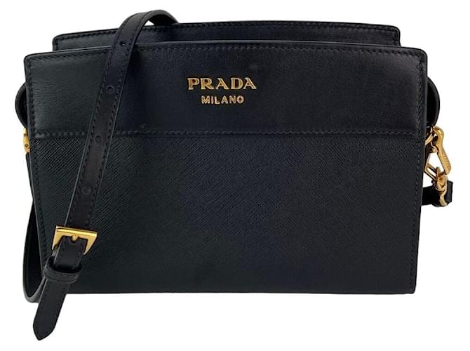 Prada Saffiano City Kalbsleder Esplanade schwarze Umhangetasche ref.1681199 Joli Closet