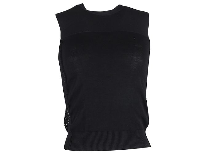 Top de malla Lanvin en algodón negro