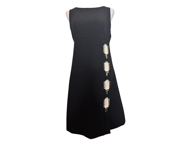 Prada Kleid mit Cabochons und Strass Schwarz