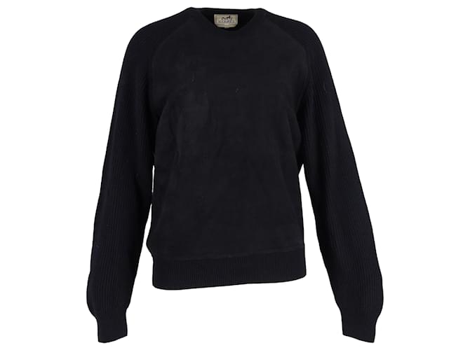  Hermès Embossed Print Knitted Sweater in Black Wool  ref.1682154