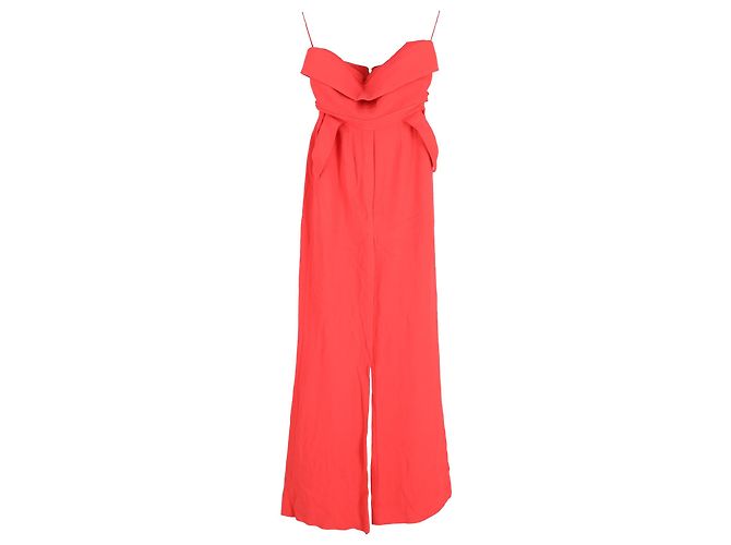 Macacão Bustier Cady Sem Mangas Elie Saab em Viscose Vermelha