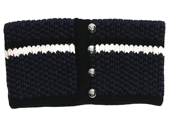 Bouchra Jarrar Snood de malha com detalhe de botão marinho Azul marinho