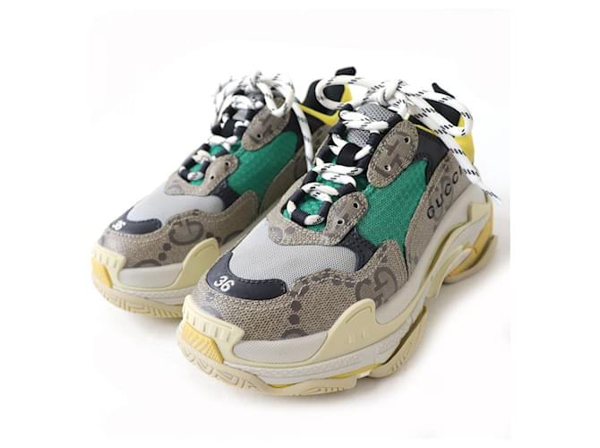 Autre Marque Gucci x Balenciaga Triple S Sneakers Verde Giallo ref.1684002 Joli Closet