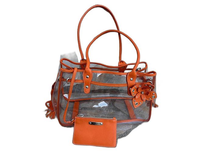 Borsa Miu Miu trasparente arancione in plastica