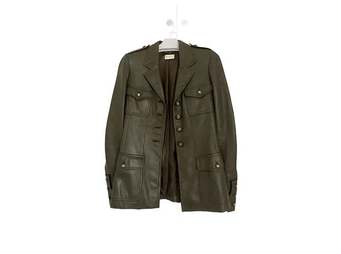 Chanel Vintage-Lederjacke von 1996 Größe Fr38 Dunkelgrün