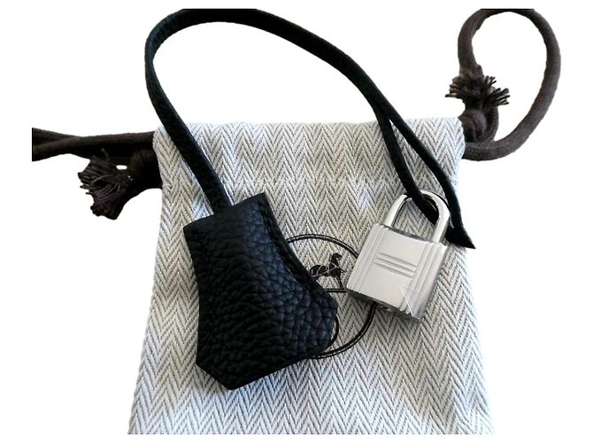 bell, pull tab, new Hermès padlock for Kelly or Birkin handbag Black 