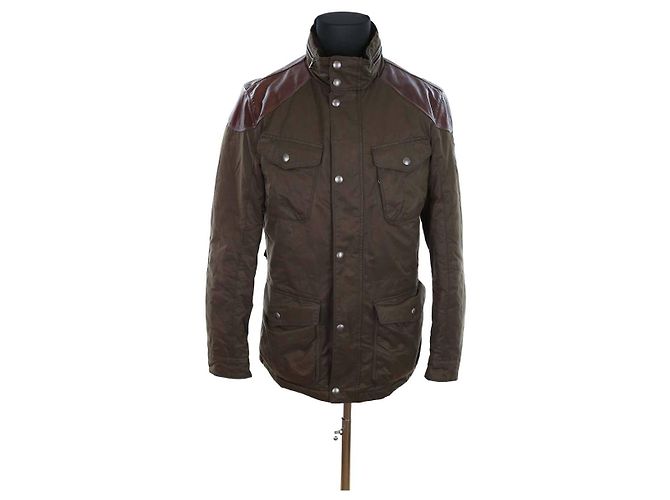 Hackett London Lederjacke Khaki