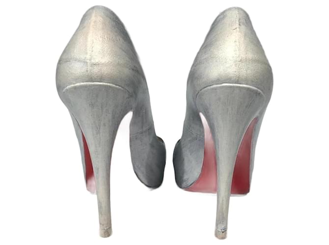 CHRISTIAN LOUBOUTIN Heels T.EU 37 Leather Blue  ref.1685569