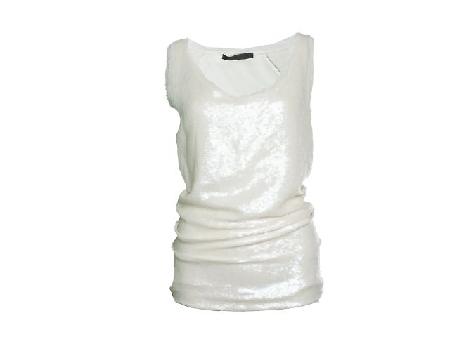 Haut sans manches en sequins Donna Karan Blanc