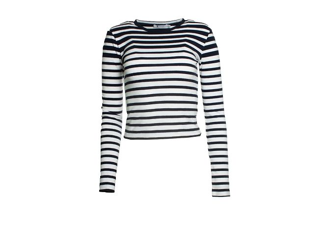T By Alexander Wang T de Alexander Wang, top de cuello redondo a rayas Blanco Azul