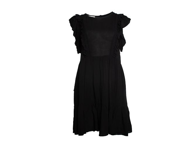 Zadig & Voltaire, schwarzes ärmelloses Rüschenkleid