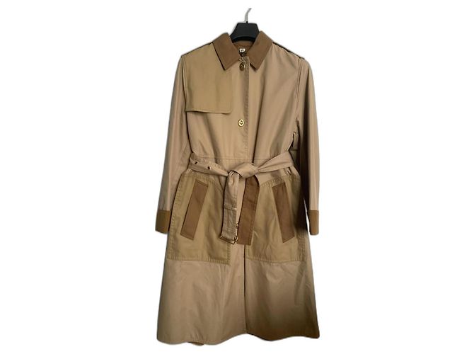 Trench Coat Coach Marrom Bege Algodão