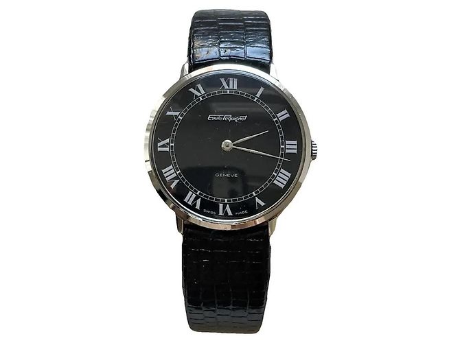 Pequignet Emile Mechanische Uhr Schwarz Silber