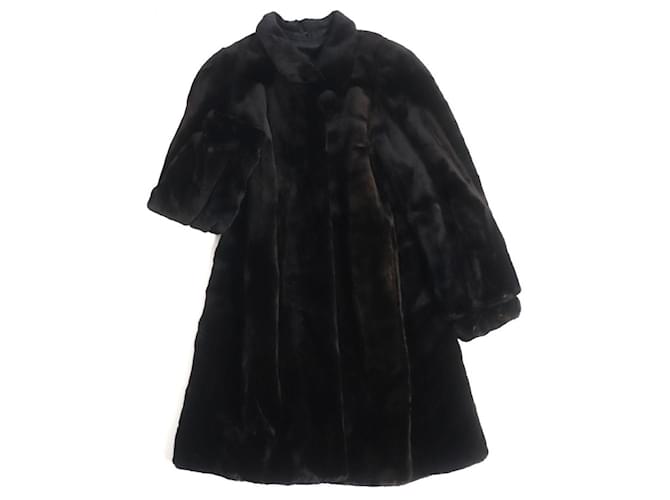 Autre Marque SAGA MINK Sheared Mink Real Fur Coat Dark brown  ref.1689340